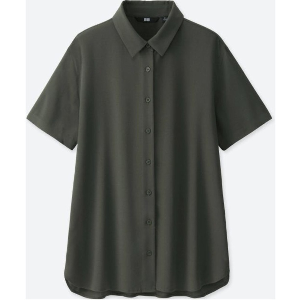 Uniqlo Rayon Short-Sleeve Button Down Blouse